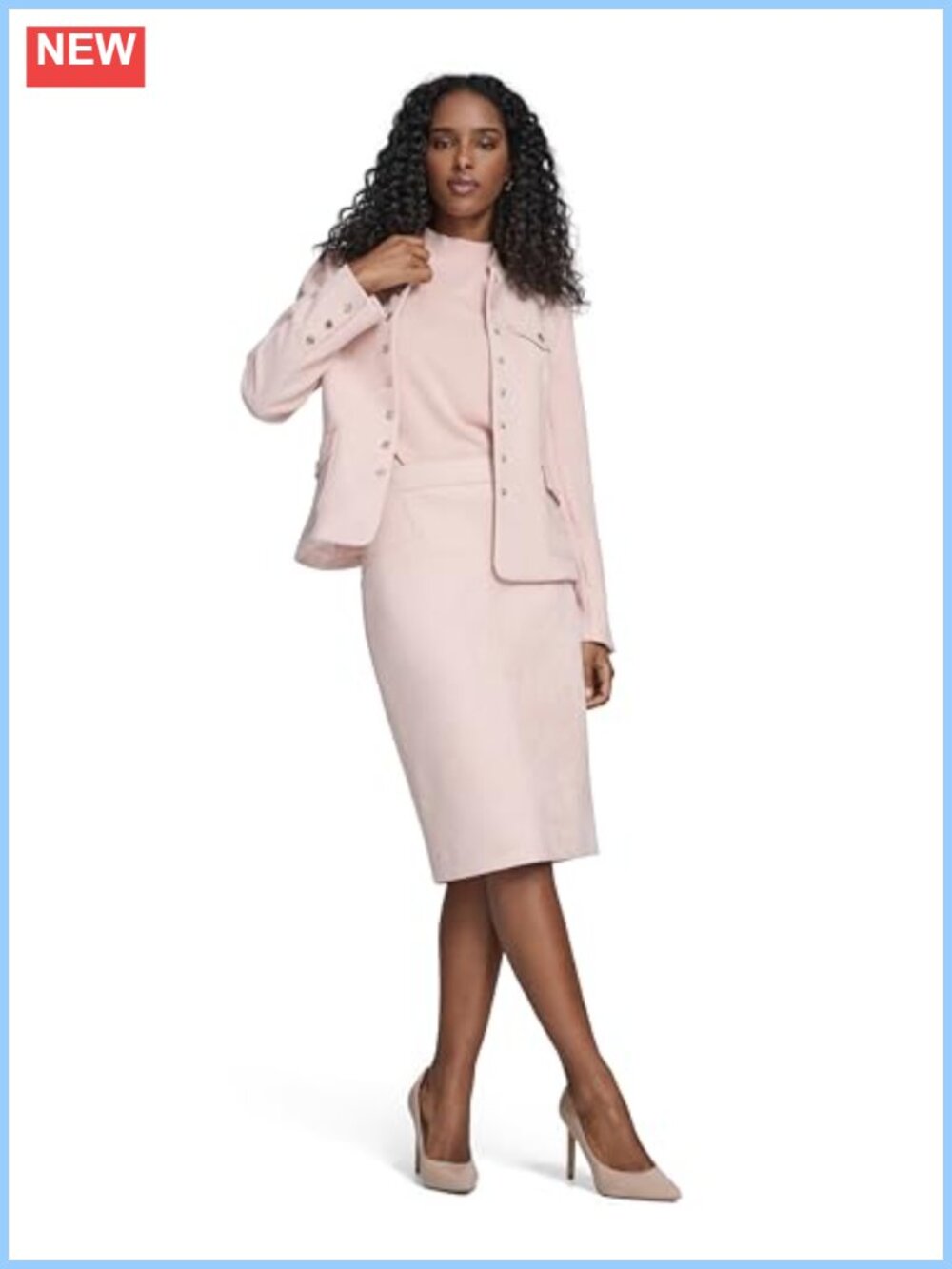 Faux Suede Mandarin Collar Suit Blazer Jacket Long Sleeve Button
